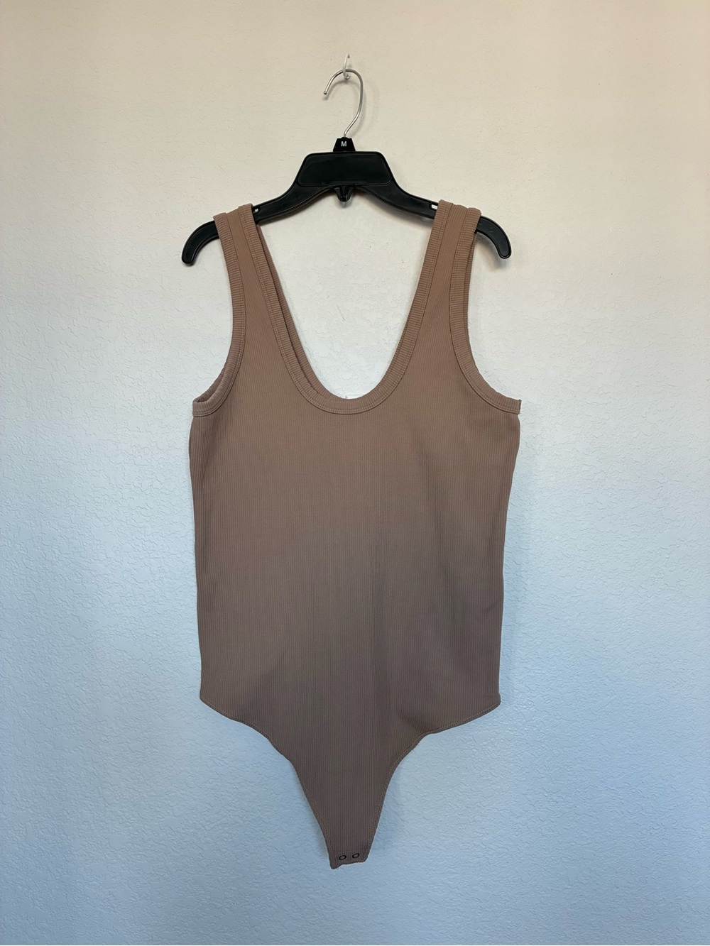 Abercrombie & Fitch Soft A&F Ribbed Scoop Neck Bodysuit Taupe Large